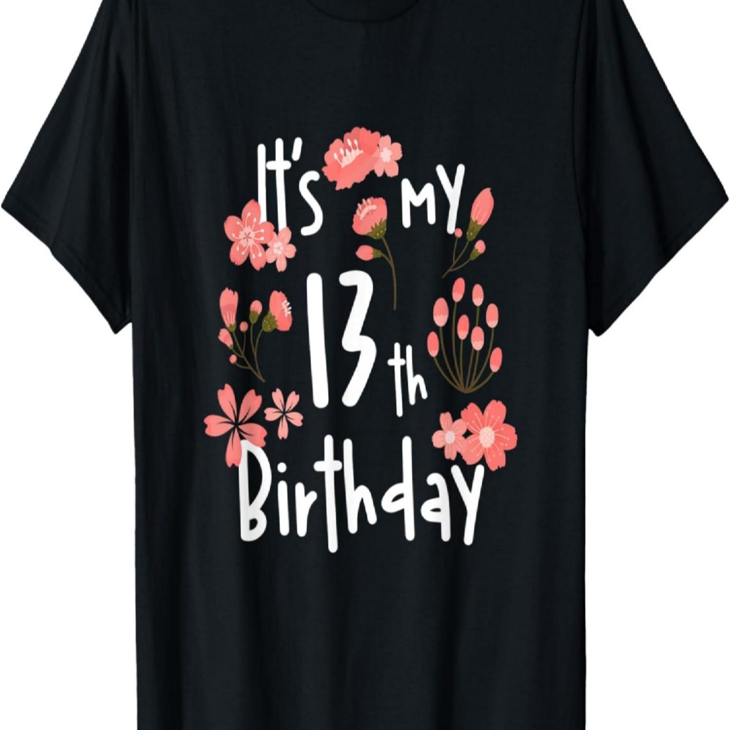 Its My 13th Birthday Shirt Cherry Blossom Happy Birthday T-Shirt S