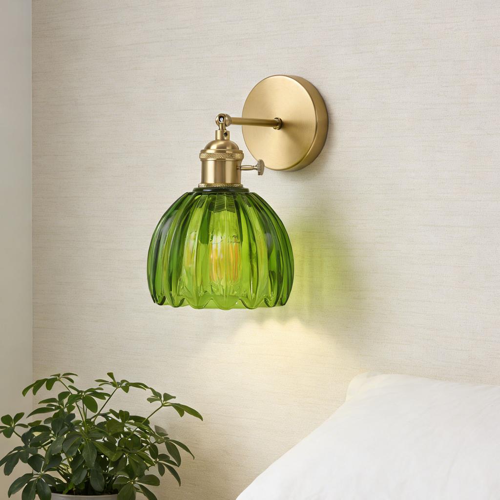 Wall Sconce Glass Lampshade Minimalist Aluminum Alloy Vintage Wall Lamp for Cafe Bedroom Restaurant