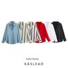 Kaslead New Arrival Women's Fashion Style Fashion Minimalist Stripes Print Satin Shirt 8503812