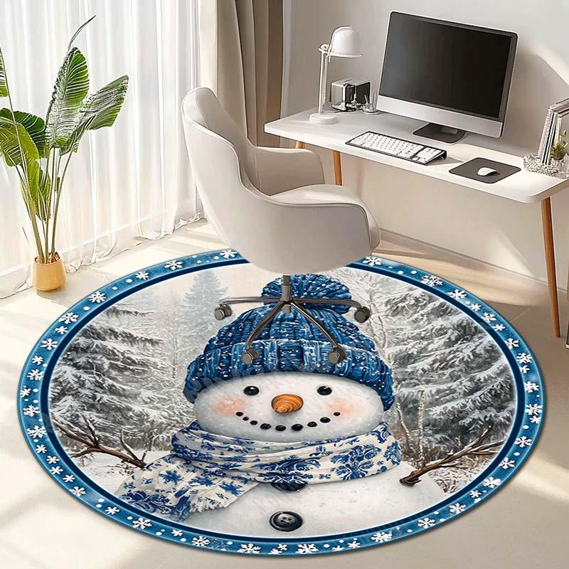 Cute Christmas Day Gift Bell Santa Claus Snowman Christmas Tree round rug Home Soft Decorative Anti slip Chair Mat Carpet Outdoor Floor Mat Carpet 6