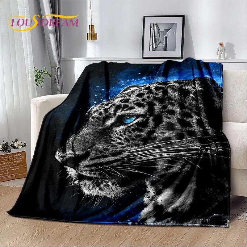 3D-Cartoon-Tiger, Wolf, Löwe, Leopard, Tier, Plüschdecke, Flanelldecke, Überwurf, Decke für Wohnzimmer, Schlafzimmer, Bett, Sofa, Picknick
