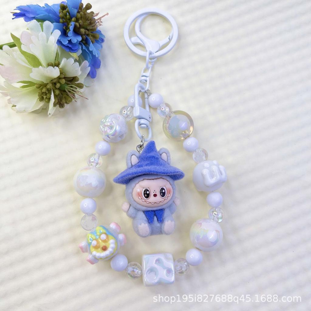 Flocking Wizard Cute Grain Mobile Phone Chain Keychain Bag Doll Pendant Accessories