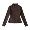 European and American style autumn and winter new solid-color coat with fleece thermal stand-up collar bottoming slim-fit top
