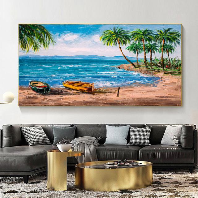 Nordic Abstract Seascape Oil Canvas Painting Sea Beach Posters And Prints Wall Art Pictures Living Room Home Decor No Frame