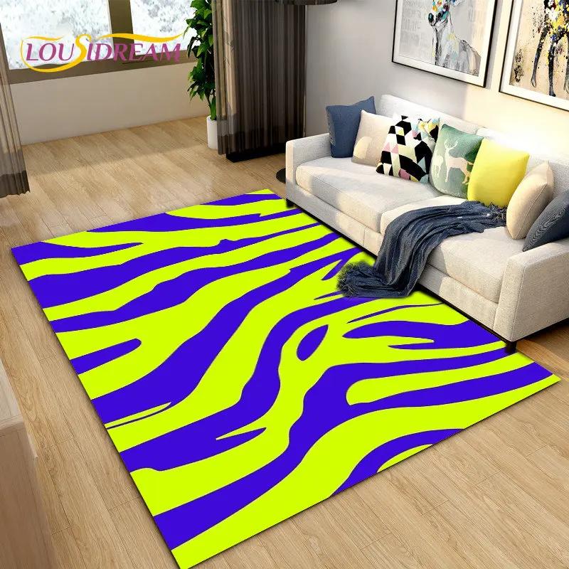 Tapis de Zone Grand Série Couleur 3D Motif Zèbre, Tapis pour Salon Chambre Cuisine Décoration Paillasson, Tapis de Sol Antidérapant