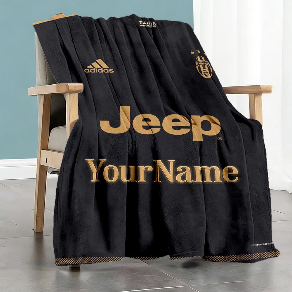 Juventus Personalized Text Blanket Throw Customizable Blanket Soft Warm Cozy for Living Room Office Chair Seaside Home Decor All-Season Use