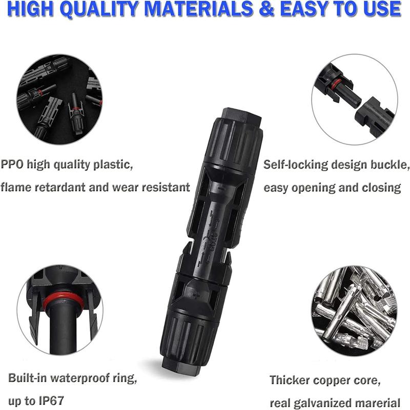 10 Pares Conector Solar MC4 1000V Plug Solar 30A para Conexão de Cabo FV Resistente a UV IP67 Conector Macho Fêmea