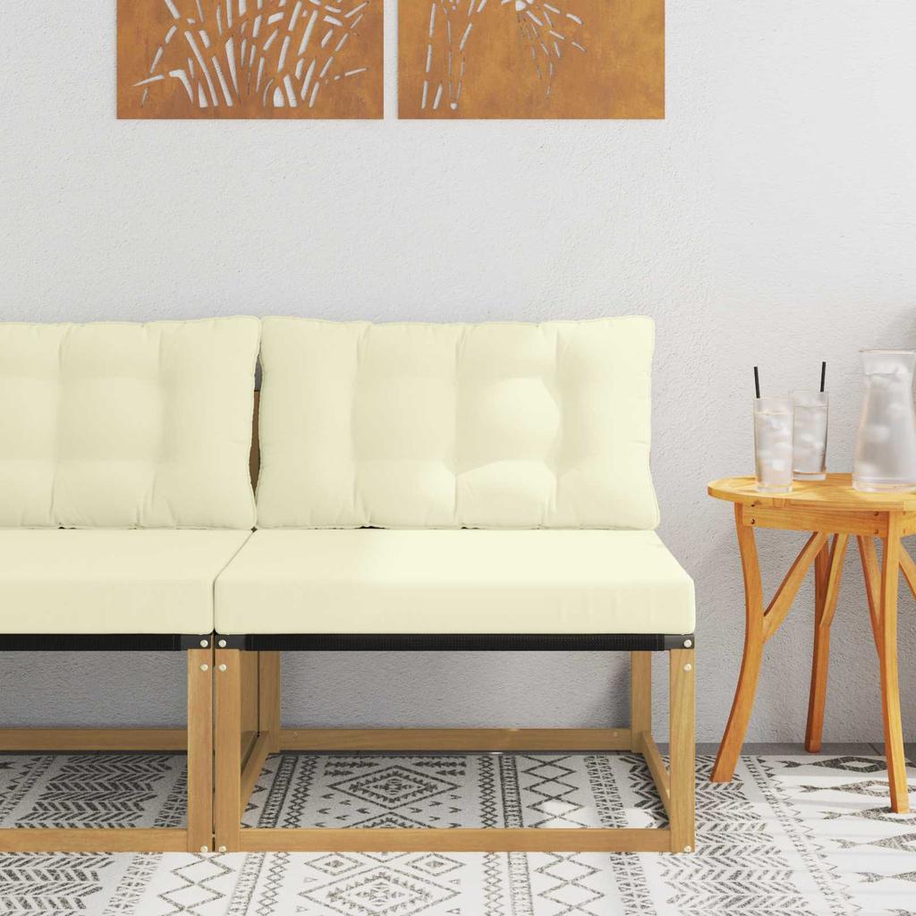 Outdoor Middle Sofa with Cushions White 79 X 83 X 73 Cm Steel