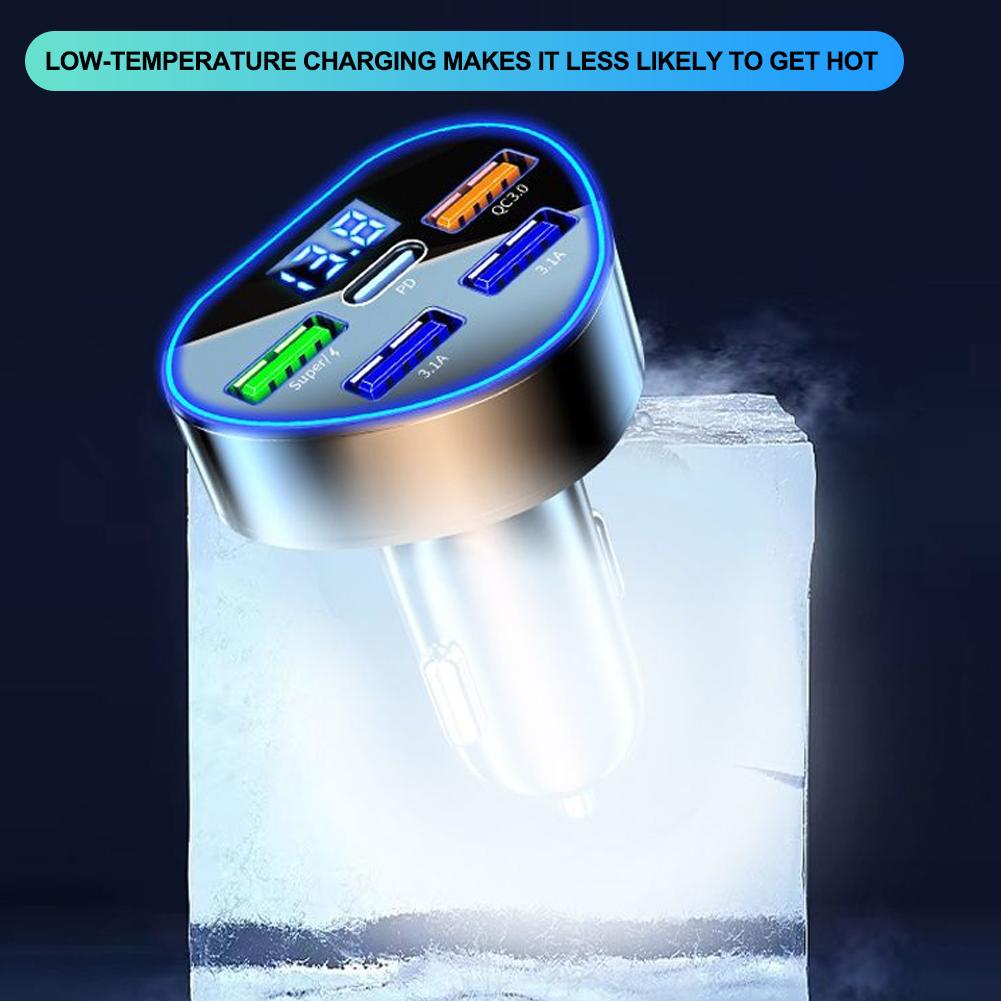 Car Heart-shaped Charger USB Type C Super Fast Charging In Car with LED Voltage Monitor for Smart Phones