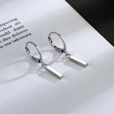 Gümüş Rengi Geometrik Kare Sütun Küpeler Kadın Kız İçin Basit Kulak Tokaları Kore Modası Sallantılı Küpe Takı Hediyeleri