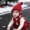 Thick Warm Baby Winter Hat Adjustable Tie Straps Pom Pom Bonnet New Kids Knit Hat  Baby Boys