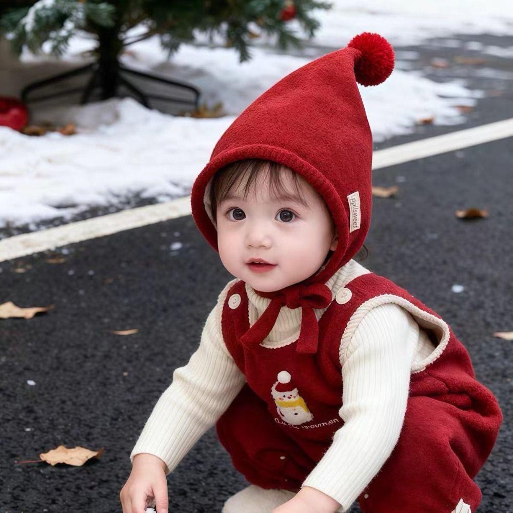 Thick Warm Baby Winter Hat Adjustable Tie Straps Pom Pom Bonnet New Kids Knit Hat Baby Boys
