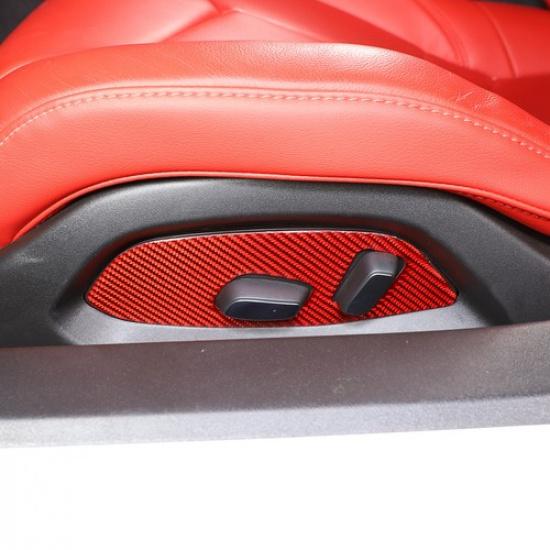 Red Carbon Fiber Seat Adjust Button Cover Trim For Corvette C8 Z51 Z06 -25