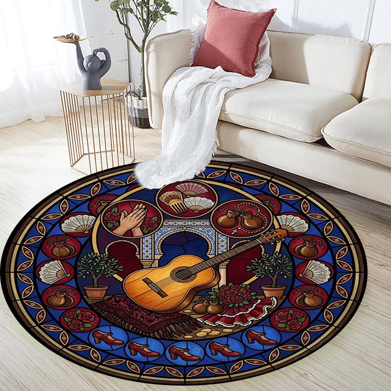 Flamenco Music Dance Round Area Rug Under Office Chairs Bedroom Living Room Home Decor