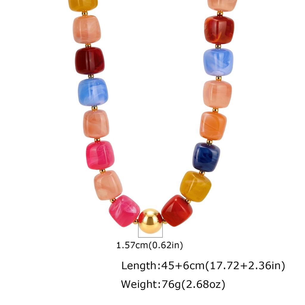 Fashion Colorful Acrylic Big Beads Heart Pendant Necklace for Women, Creative Clavicle Chain Necklace, Statement Trendy Jewelry