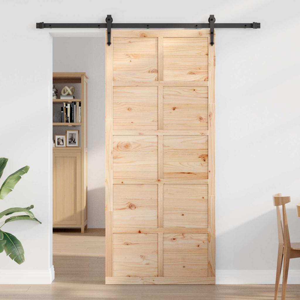 Barn Door Natural 80 x 2.5 x 208 cm Solid Pine Wood