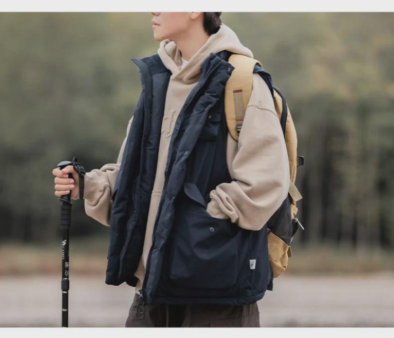 Men's Trendy Winter Cotton Vest - Functional Outdoor Wear with Thick, Warm Insulation