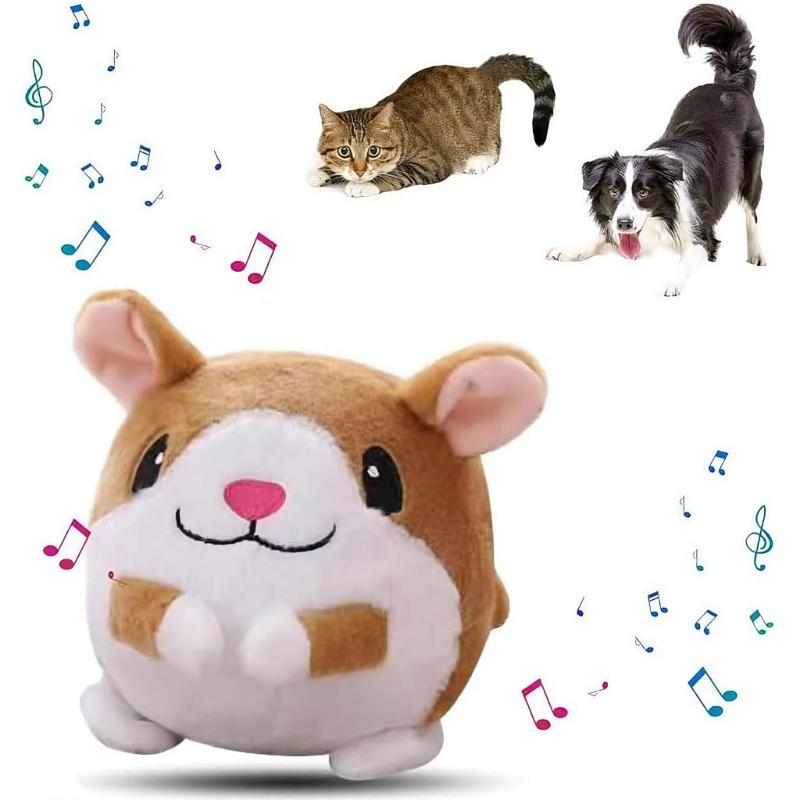 Vibrierendes Hundespielzeug Wiederaufladbarer Teaser für Haustierkatzen Hunde Interaktiver Plüsch-Schweinchenball mit Hüpfen und Soundeffekt