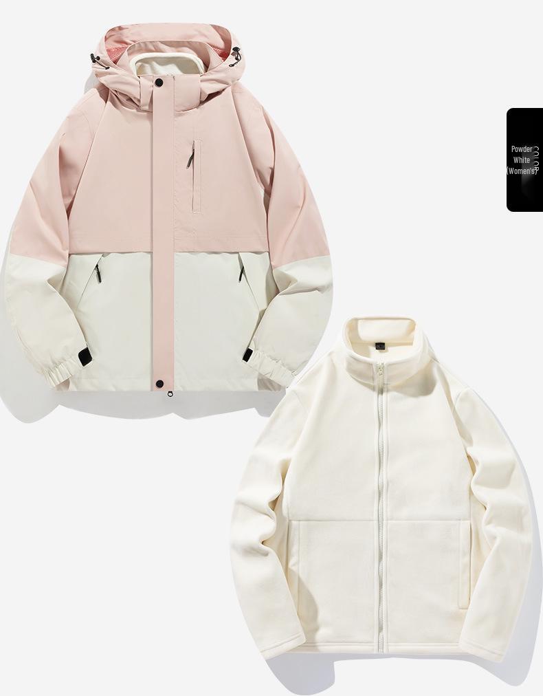 Three-in-One Waterproof Jacket: Heat-Sealed, Detachable, Unisex, Short-Sleeved, for Mountaineering and Sports, Two-Piece Set.
