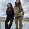 2023 Stylish European & American Spring/Autumn Solid Color Sweatshirt Casual Two-Piece Set with Large Pockets