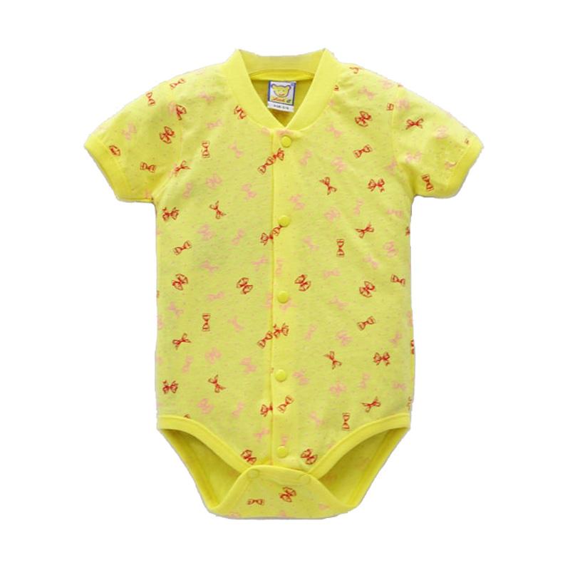 Baby 100% Cotton Short Sleeve Romper Boys And Girls Summer Printing O Neck Snap Button Newborn Clothing
