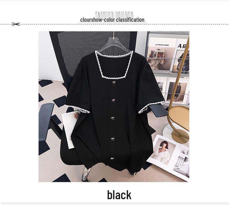 Plus Size Slimming Loose Mid-Length Short-Sleeve T-Shirt for Women (200/300/350 jin)