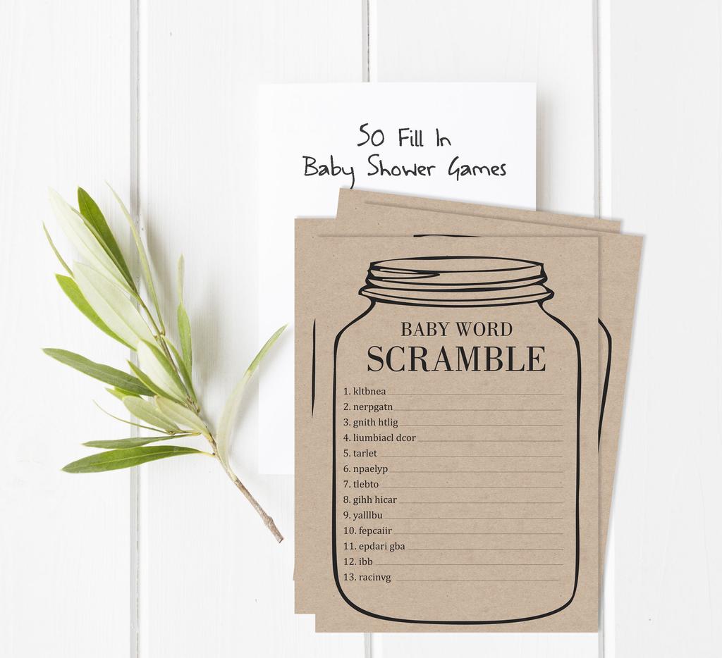 Inkdotpot 50A  Advice CardsA  For Baby Shower Game Mason Jar Advice For New Mom & Dad Gender Neutral Boy Or GirlA  Rustic Kraft Party