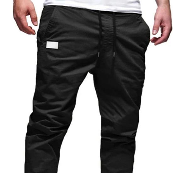 Multi Pockets Training Slacks Deep Crotch Trousers Ankle Tied Mid Waist Men Sweatpants for Jogging