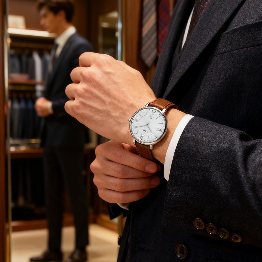 Fossil Jacqueline White Dial Brown Leather Strap Watch for Women - ES3708