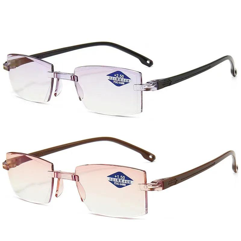 

2PCS Reading Glasses Men Progressive Glasses Anti-blue Light Eyesglasses Retro Glasses for Men Unisex +150