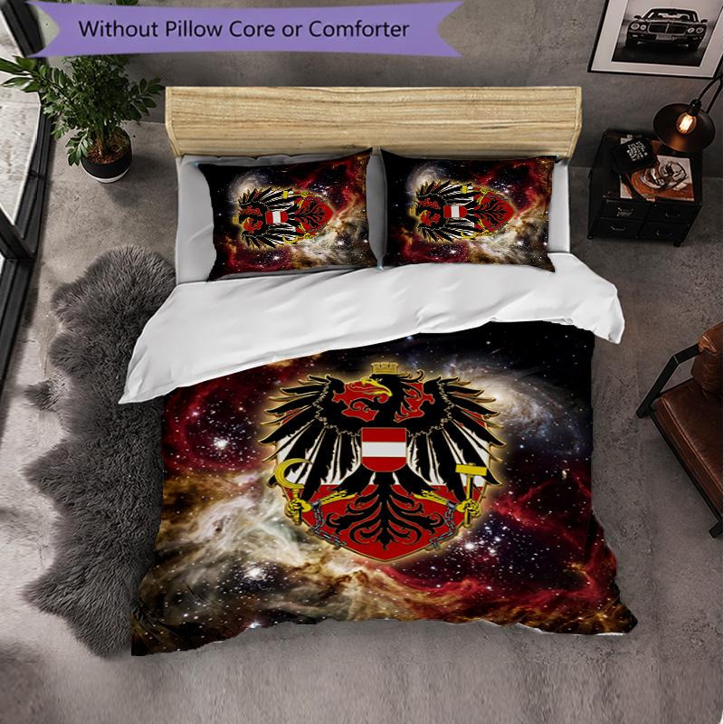 Austria Football Pattern 3 Pieces Bedding Set Soft Microfiber Duvet Cover with Pillow Cases for Bedroom