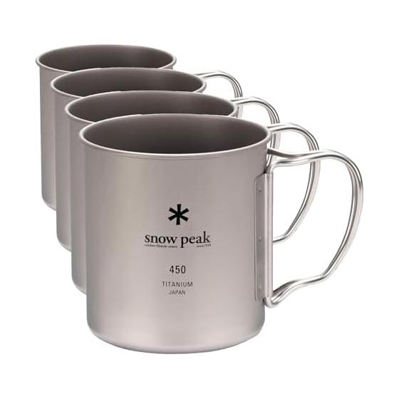 Кружка Snow Peak Cup Sierra Cup Titanium Single Mug 450 мл MG-143 Cup Легкая для кемпинга на открытом воздухе (х 4)