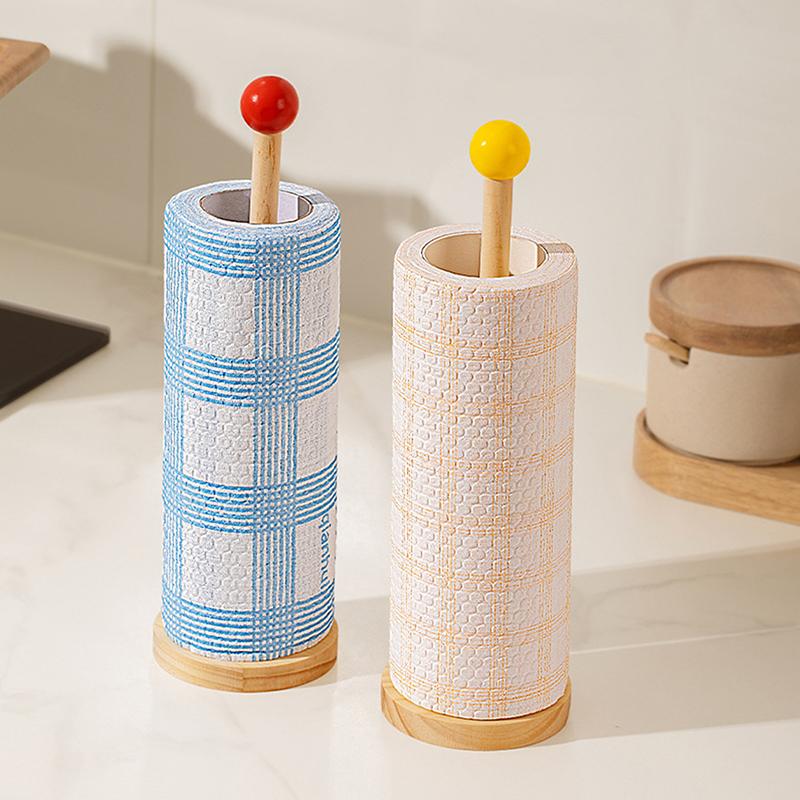 Kitchen Wooden Roll Paper Towel Holder Bathroom Tissue Vertical Stand Disposable Paper Pot Kitchen Toilet Storage Accessories