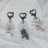 Flocking Animal Cartoon Keychain 3D Cat Shape Key Chain Fashionable Bowknot Pendant Phone Decorations for Women and Girl