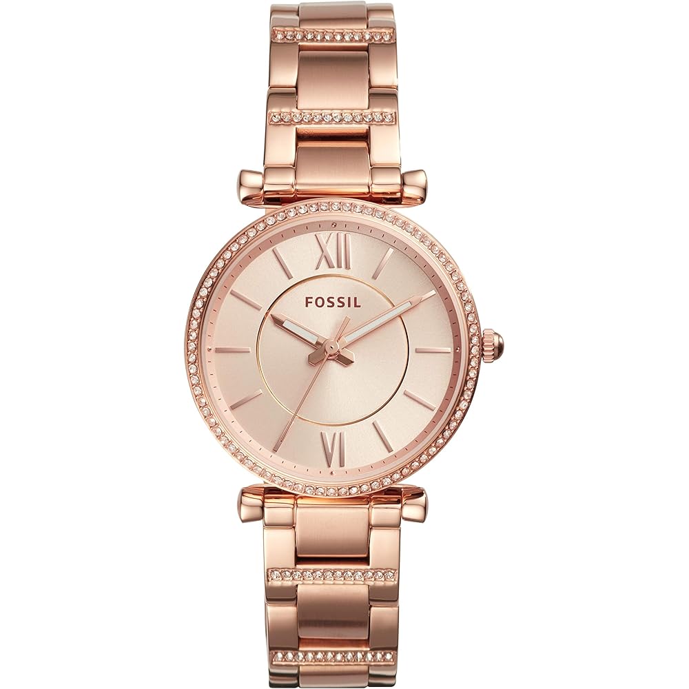 Fossil Carlie ES4301 Women s Watch Pink Gold Stainless Steel Analog Design