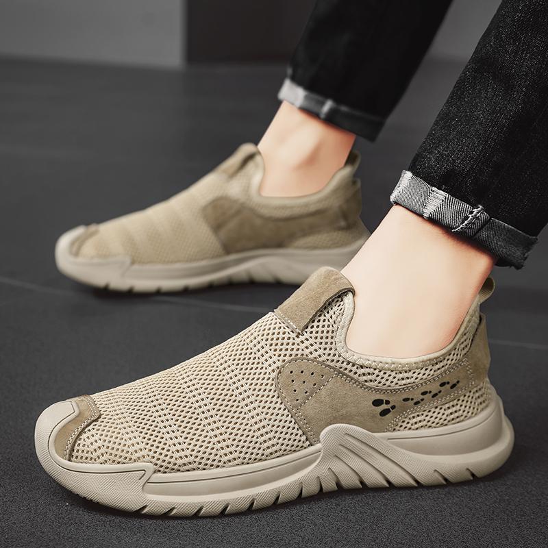 Fashion New Brand Design Men Casual Shoes Breathable Mesh Shoes Soft Sole Slip-On Sneakers Running Shoe Male Loafers Walking Footwear