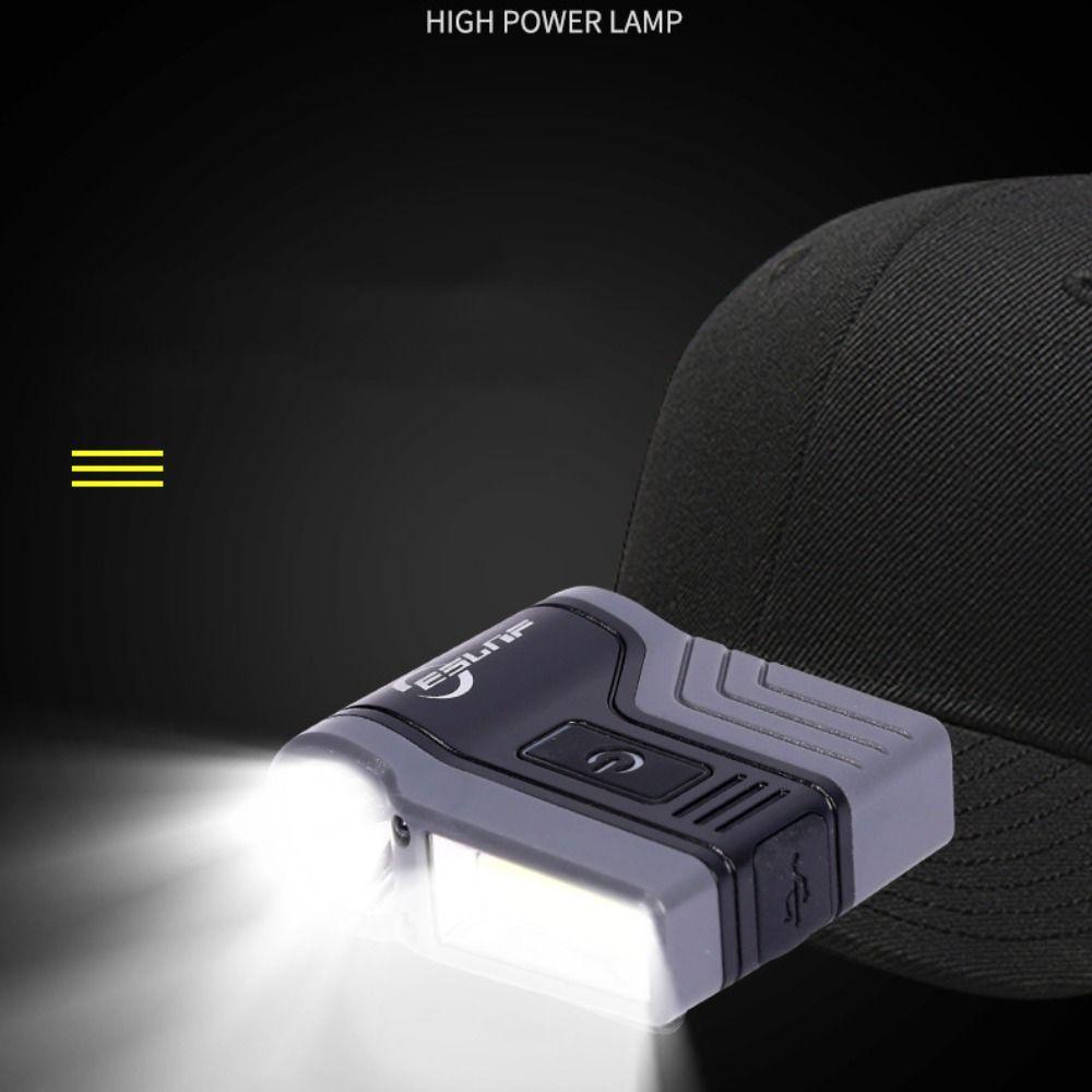 Plastic LED Fishing Headlamp 15cm Smart Sensor Black Orange Red Cap Clip Light USB Rechargeable Waterproof Camping Headlight