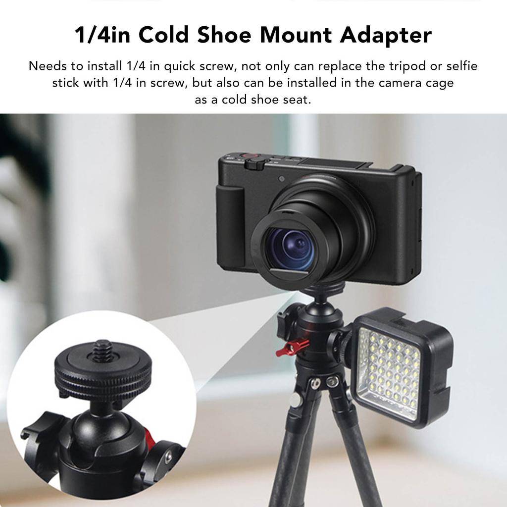 1/4in Cold Shoe Mount Adapter with Wrench Aluminum Alloy Anti Drop Cold Shoe Mount Adapter for Camera Cage