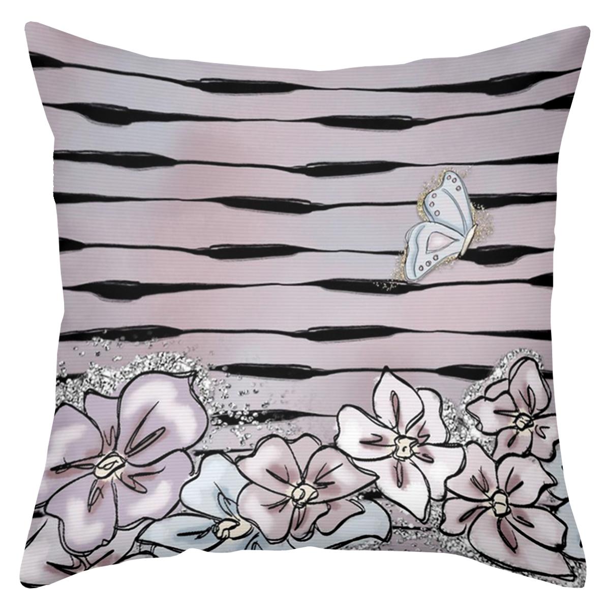 

2D flat printing Floral & Butterfly Patterned Decorative Cushion Covers Polyester pillowcase, sofa decorative cushion cov 45x45cm