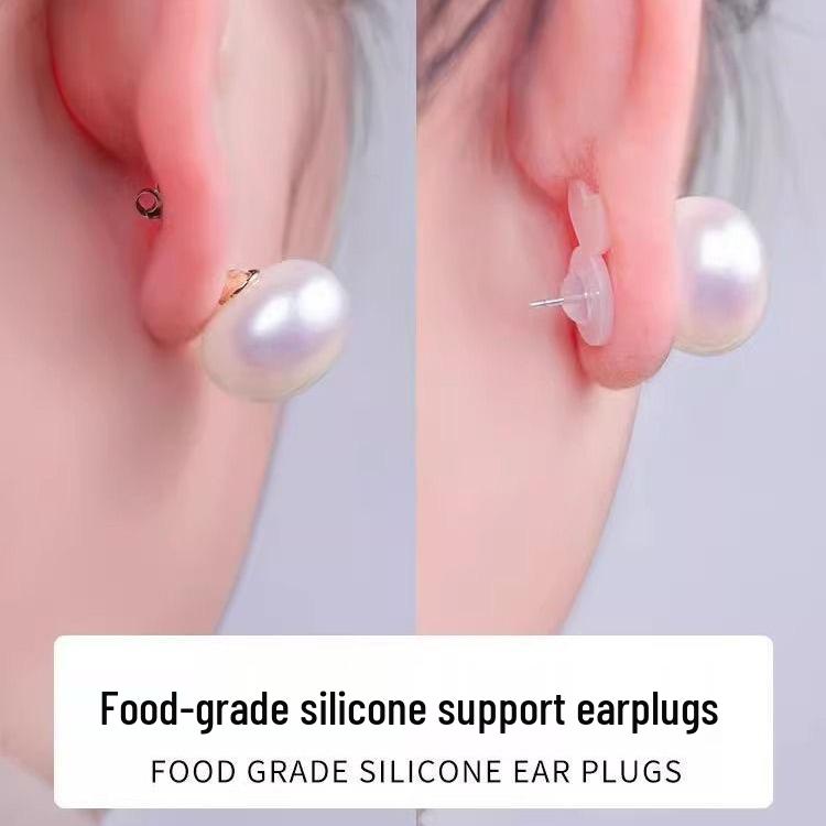 White Acrylic Earring Backs with Silicone Support for Anti-Tilt & Anti-Drop