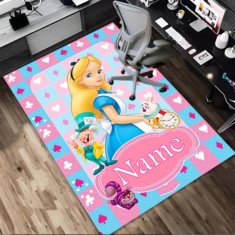 Personalized Name Princesses' Garden Living Room Non-Slip Area Rug Soft Carpet for Bedroom Kids Playroom Sofa,Office Home Decor Doormat