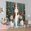 2 Stück, 2D-Flachdruckmuster Vorhänge Charmante Schneemänner Winterwald (4) Vielseitig 100% Polyester (ohne Stange) Vielseitig Alles