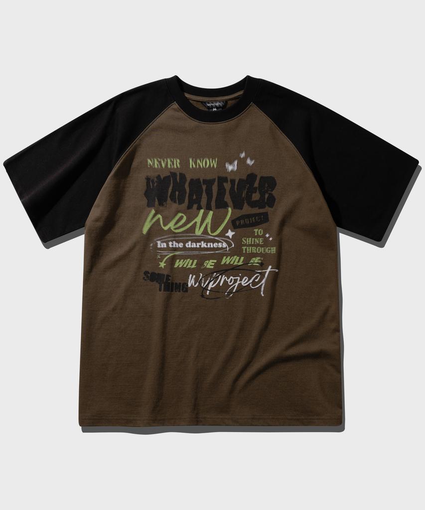 WV PROJECT Something Raglan Short Sleeve T-Shirt Brown Mjst7708