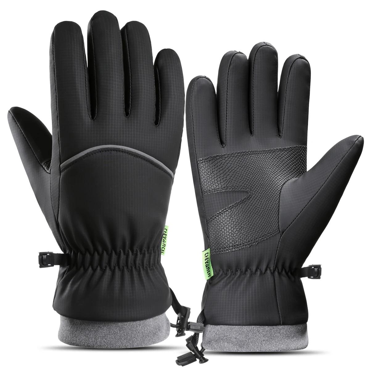 

ZHUOHUA Winter Waterproof Ski Snow Warm Gloves for Women Men, Windproof Cold Weather Thermal with Touchscreen All Fingers M чёрный