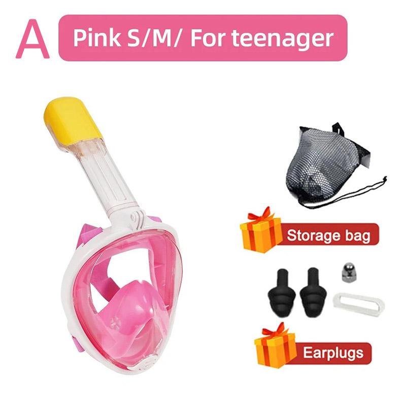 Diving Mask Underwater Snorkeling Full Face Swimming Mask Respirator Snorkel Mask Goggles for Kids Adult Swimming Equipme