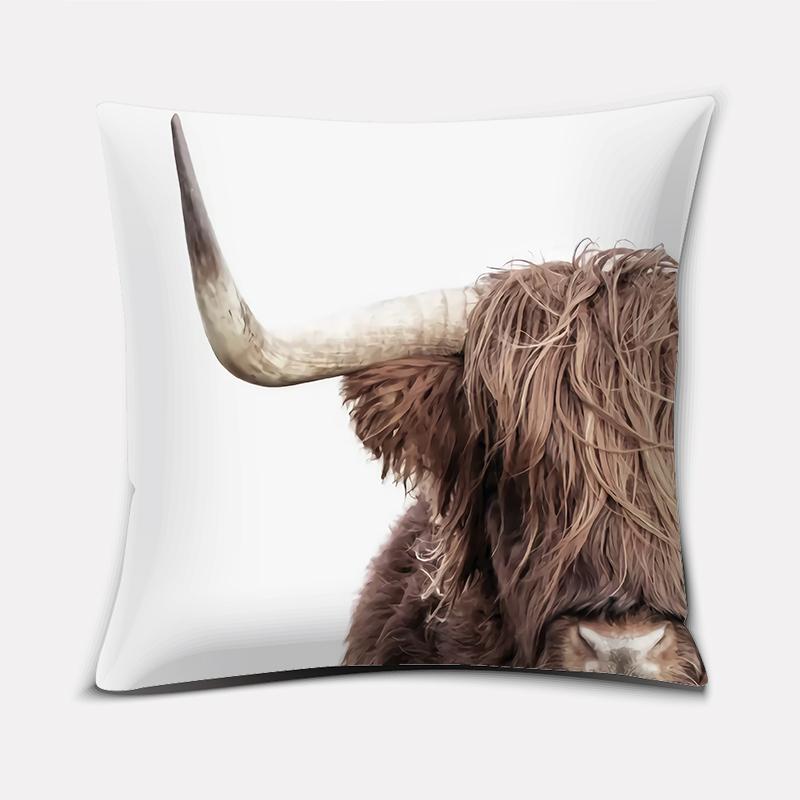 Scottish highland cow pattern super soft pillow case sofa cushion cushion decorative pillow