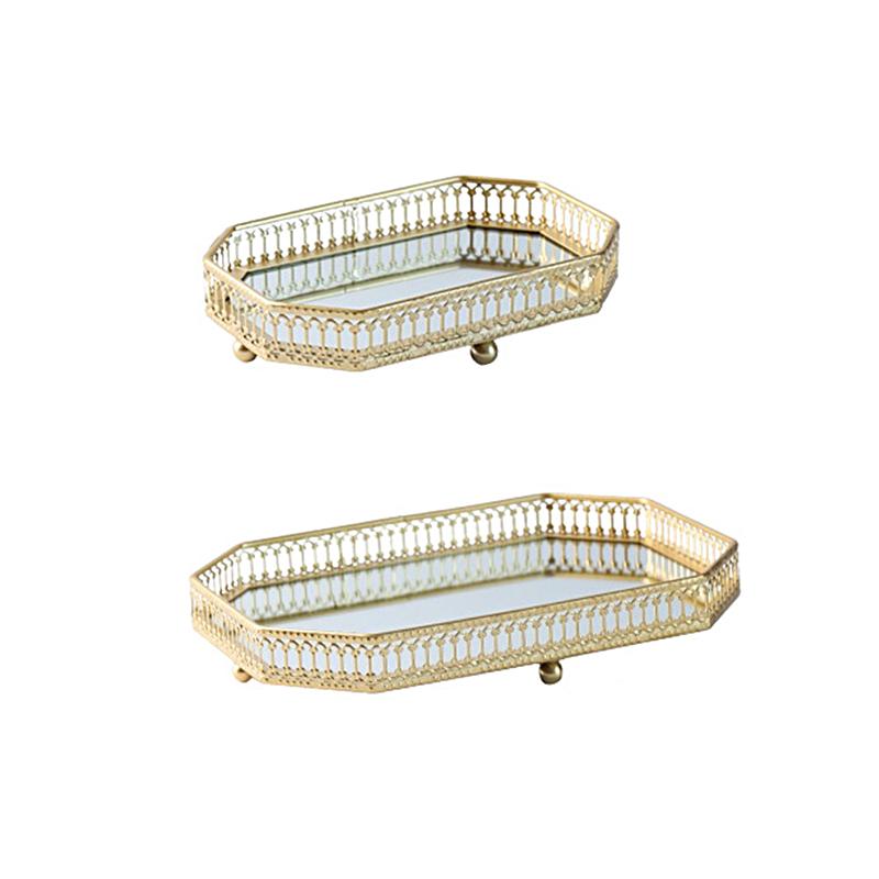 1PC Metal Cosmetics Trays Octagonal Versatile for Accessories Jewelry Tray Elegant Tray Organizer Jewelry 2 Sizes