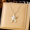 Gold Starfish Pendant Necklace, Dainty Beaded Box Chain Necklace, Chunky Ocean Jewelry for Women Daily Wear Gift