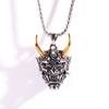 New Golden Horn Prajna Pendant European and American Mens Ghost Mask Necklace