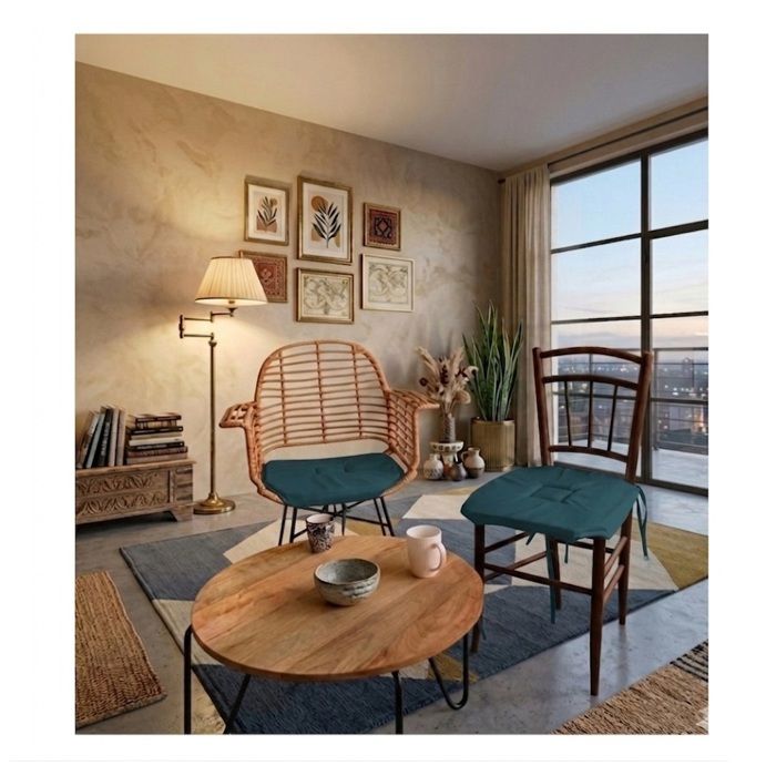 Galette de chaise 4 rabats 40 x 40 cm Nelsen cobalt